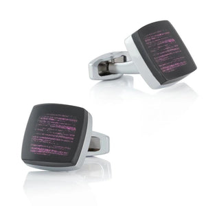 Dark Red Striped Alloy Cufflinks for Men