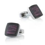 Dark Red Striped Alloy Cufflinks for Men