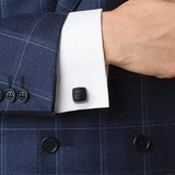 Dark Red Striped Alloy Cufflinks for Men