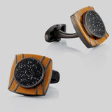 Dark Red Striped Alloy Cufflinks for Men