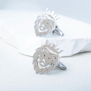 Hip Hop Crown Lion Cufflinks Stainless Steel Men Punk Animal Cufflinks