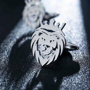 Hip Hop Crown Lion Cufflinks Stainless Steel Men Punk Animal Cufflinks
