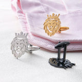 Hip Hop Crown Lion Cufflinks Stainless Steel Men Punk Animal Cufflinks