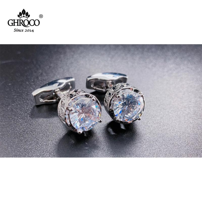 Drum Shape Round Zircon Shirt Cufflinks Gift