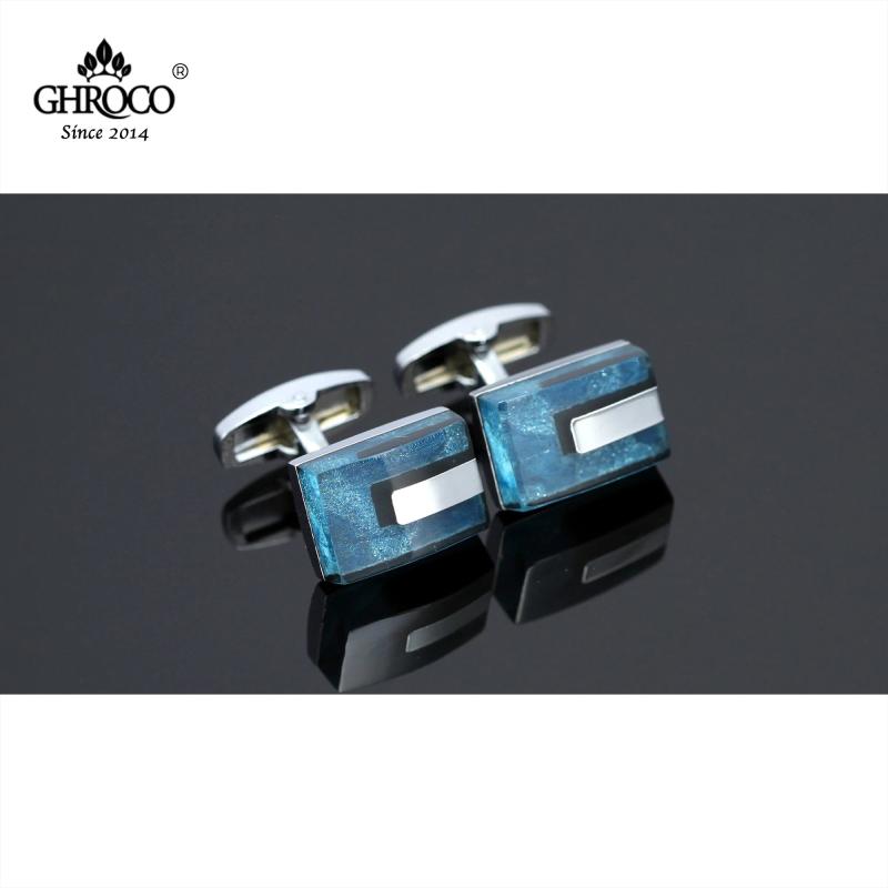 Epoxy Square Cufflinks for French Cuff Shirt Business & Wedding Gift