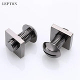 Lepton Metal Nut Cufflinks for Men - Hot Gun Plated