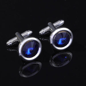 Round Rhinestone Cufflinks Shirt Accessories - Gift for Men