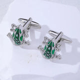 Green Enamel Frog Pair Cufflinks for Men