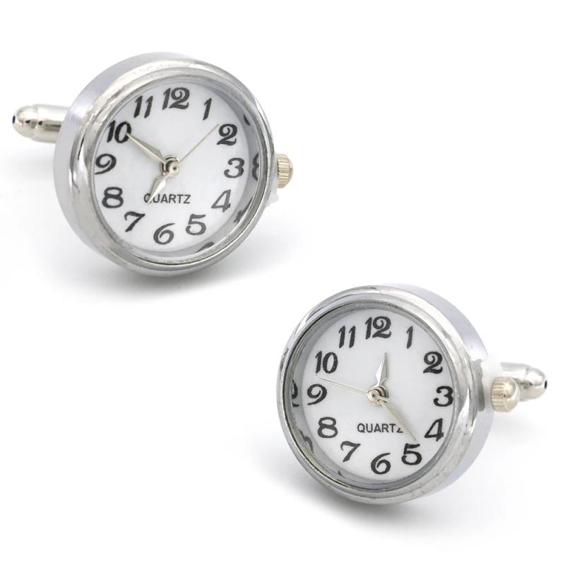 Men's Cufflinks Watch With Silver Copper Cuff Links