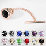 Crystal Tie Tack with Chain, Men's Wedding Business Tie Accessories
