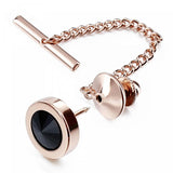 Crystal Tie Tack with Chain, Men's Wedding Business Tie Accessories