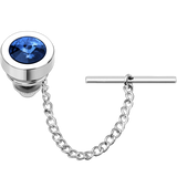 Crystal Tie Tack with Chain, Men's Wedding Business Tie Accessories