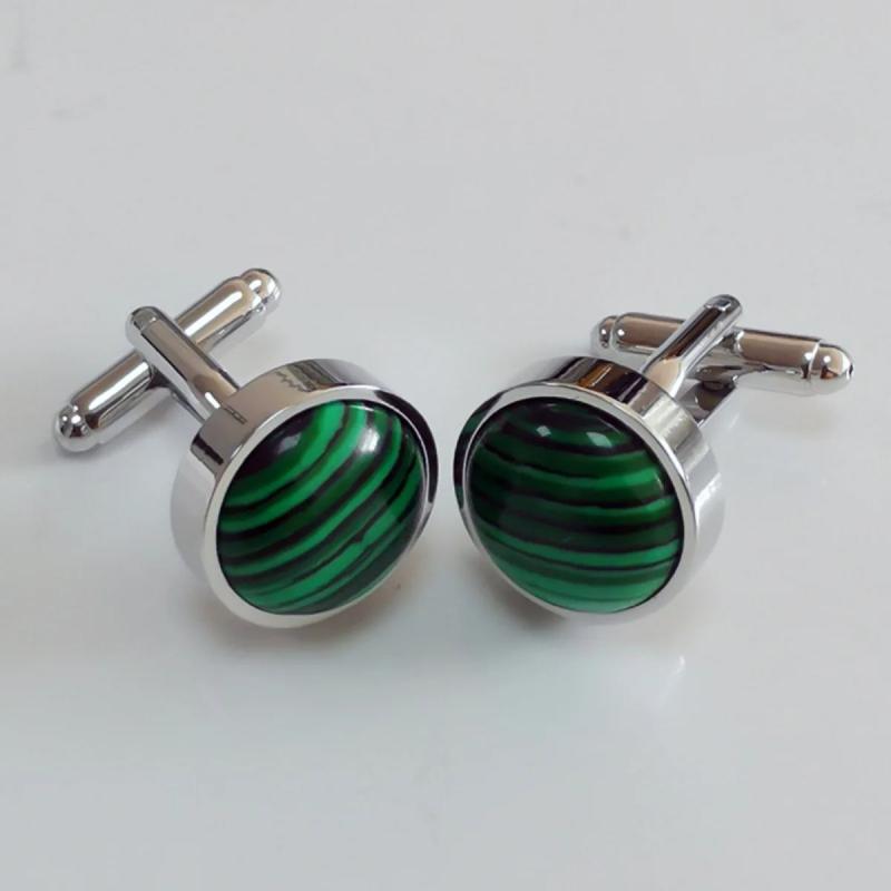 Green Grain Stone Cufflinks French Business Crystal Button