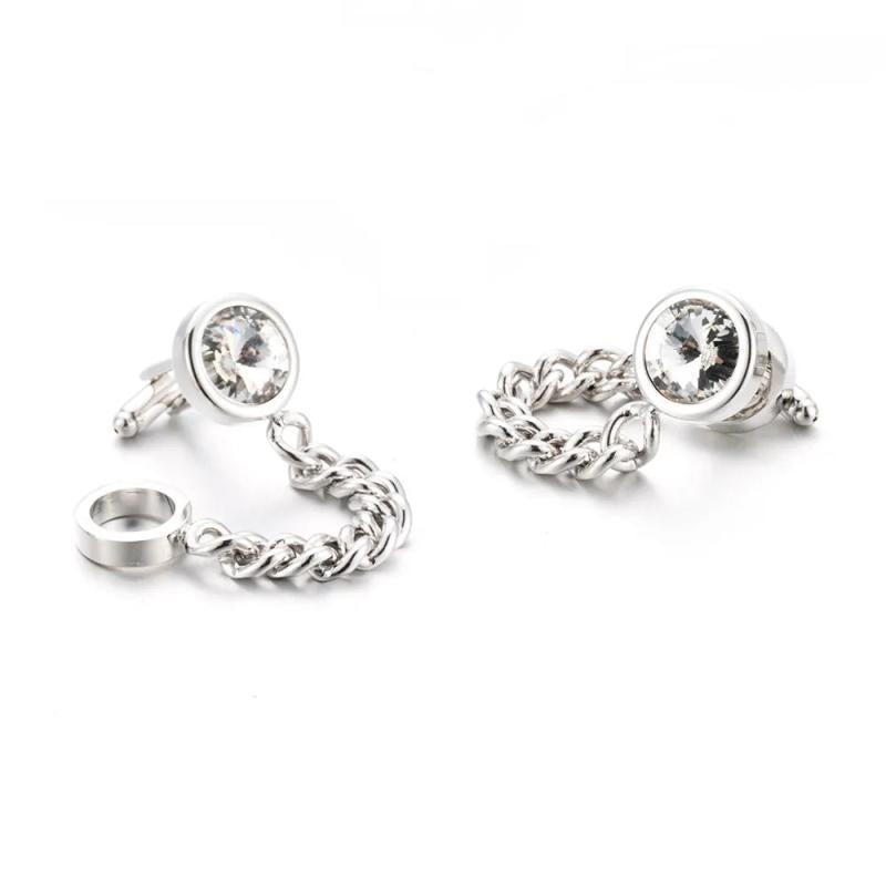 Crystal Cufflinks Party Wedding Round Button Gemelos Shirt