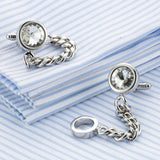 Crystal Cufflinks Party Wedding Round Button Gemelos Shirt