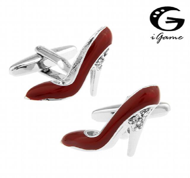 iGame High-heeled Shoes Cuff Links Red Brass