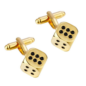 C-MAN Shirt Golden Dice Enamel Cufflink for Mens Cuff Buttons Cuff Links