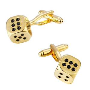 C-MAN Shirt Golden Dice Enamel Cufflink for Mens Cuff Buttons Cuff Links