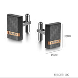 Stainless Steel Carbon Fiber Cufflinks Men's Set