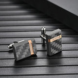 Stainless Steel Carbon Fiber Cufflinks Men's Set
