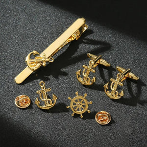 Vintage Rudder Cufflinks Tie Pin Wedding Guests Mens Accessories