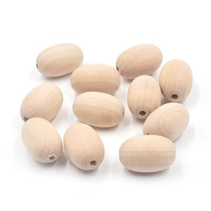 10Pcs 20*30mm Natural Oval Wooden Beads Charm Crafts Accessories