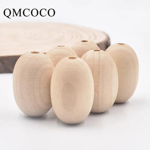 10Pcs 20*30mm Natural Oval Wooden Beads Charm Crafts Accessories