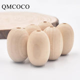 10Pcs 20*30mm Natural Oval Wooden Beads Charm Crafts Accessories