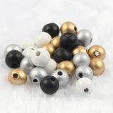 50-500pcs 6-12mm Silver Wooden Beads Natural Round Balls Spacer Beads