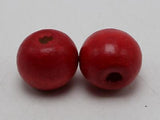 25 Red Round Wood Beads 20mm Large Wooden Beads
