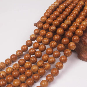 Yellow Wood Grain Stone Round Beads 8mm Necklace Bracelet DIY Jewelry Making