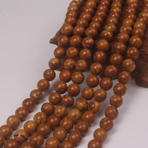Yellow Wood Grain Stone Round Beads 8mm Necklace Bracelet DIY Jewelry Making