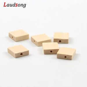 30pcs Natural Wood Square Beads DIY Necklace Bracelet Jewelry Accessories