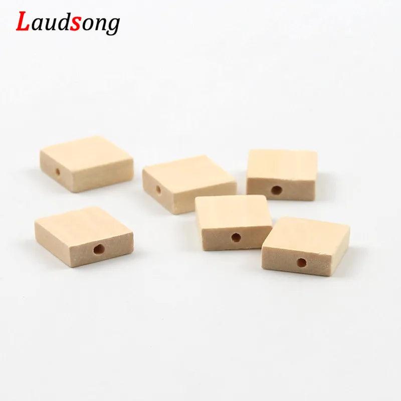 30pcs Natural Wood Square Beads DIY Necklace Bracelet Jewelry Accessories