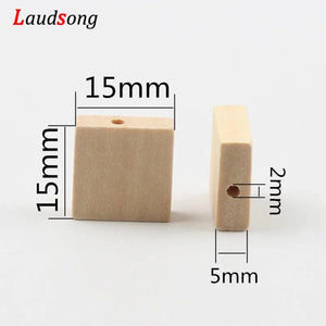 30pcs Natural Wood Square Beads DIY Necklace Bracelet Jewelry Accessories
