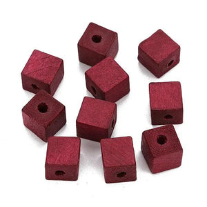 50pcs 12mm 14mm Square Wood Beads Red Green Spacer DIY Craft Jewelry Findings