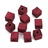 50pcs 12mm 14mm Square Wood Beads Red Green Spacer DIY Craft Jewelry Findings