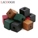 50pcs 12mm 14mm Square Wood Beads Red Green Spacer DIY Craft Jewelry Findings