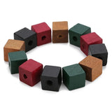50pcs 12mm 14mm Square Wood Beads Red Green Spacer DIY Craft Jewelry Findings