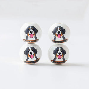 16mm Dog Printed Wooden Beads 20Pcs Crafts Beaded DIY Accessories Beads