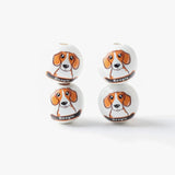 16mm Dog Printed Wooden Beads 20Pcs Crafts Beaded DIY Accessories Beads