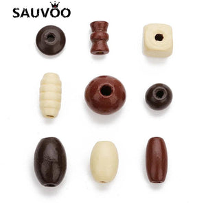 1bag Mixed Colors Wooden Beads 7-19mm Mixed Shape Decor DIY Jewelry Finding