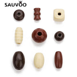 1bag Mixed Colors Wooden Beads 7-19mm Mixed Shape Decor DIY Jewelry Finding