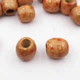 50PC 16x17mm Flower Painted Leopard Drum Wood Bead Big Hole:7mm DIY