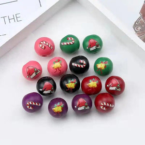 16mm Christmas Wooden Beads Round Ball DIY Crafts