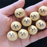 Cartoon Cat Smile Wooden Beads 18mm Baby Jewelry Findings