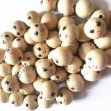 Eco-Friendly Girl Smiling Face Wood Beads 14mm 50Pcs/Set