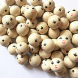 Eco-Friendly Girl Smiling Face Wood Beads 14mm 50Pcs/Set