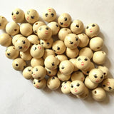 Eco-Friendly Girl Smiling Face Wood Beads 14mm 50Pcs/Set