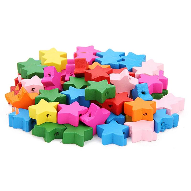 100pcs Multicolor Wooden Beads DIY Jewelry Accessories
